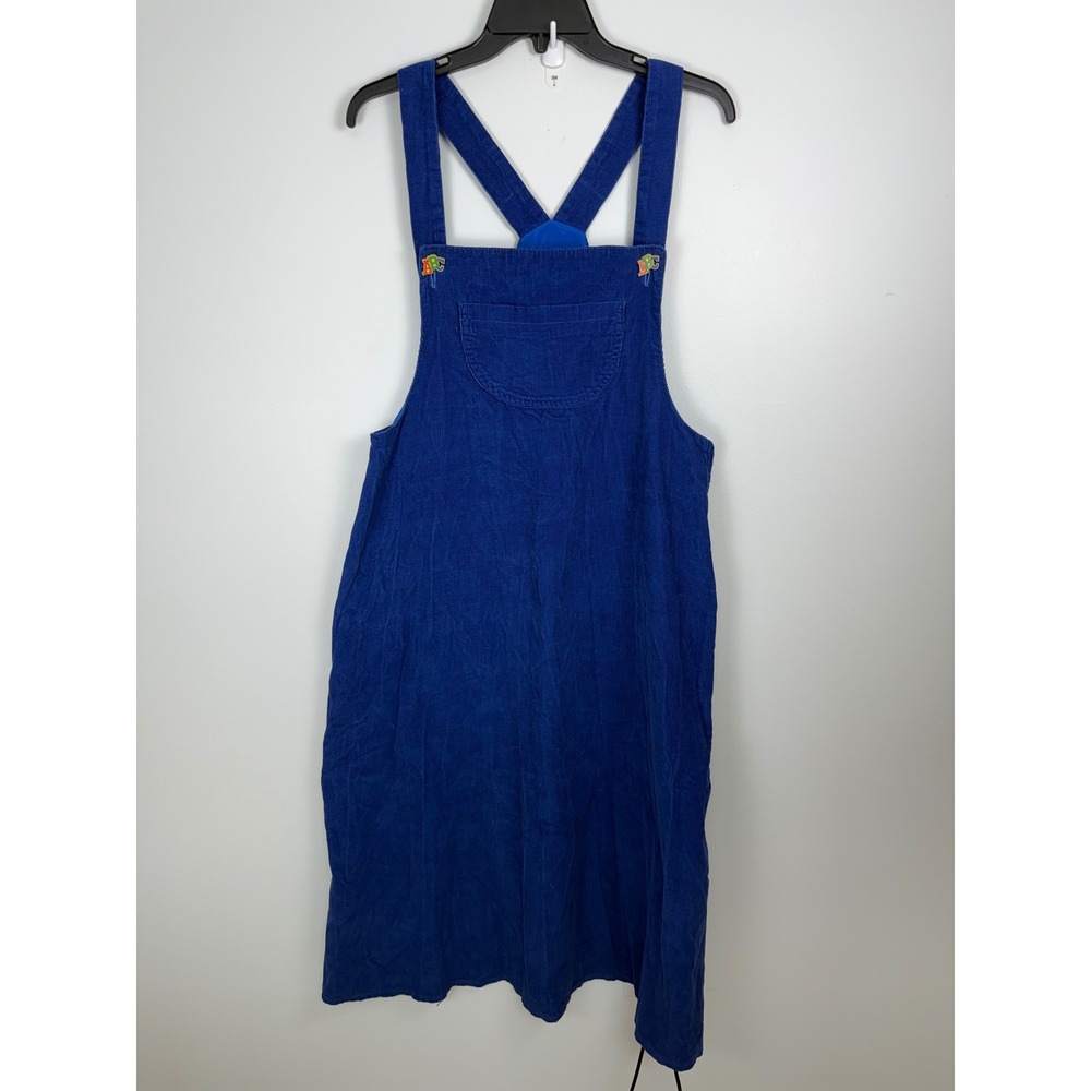 Handmade vintage Blue Corduroy Overall Dress ABC Teacher Pinafore Jumper Maxi